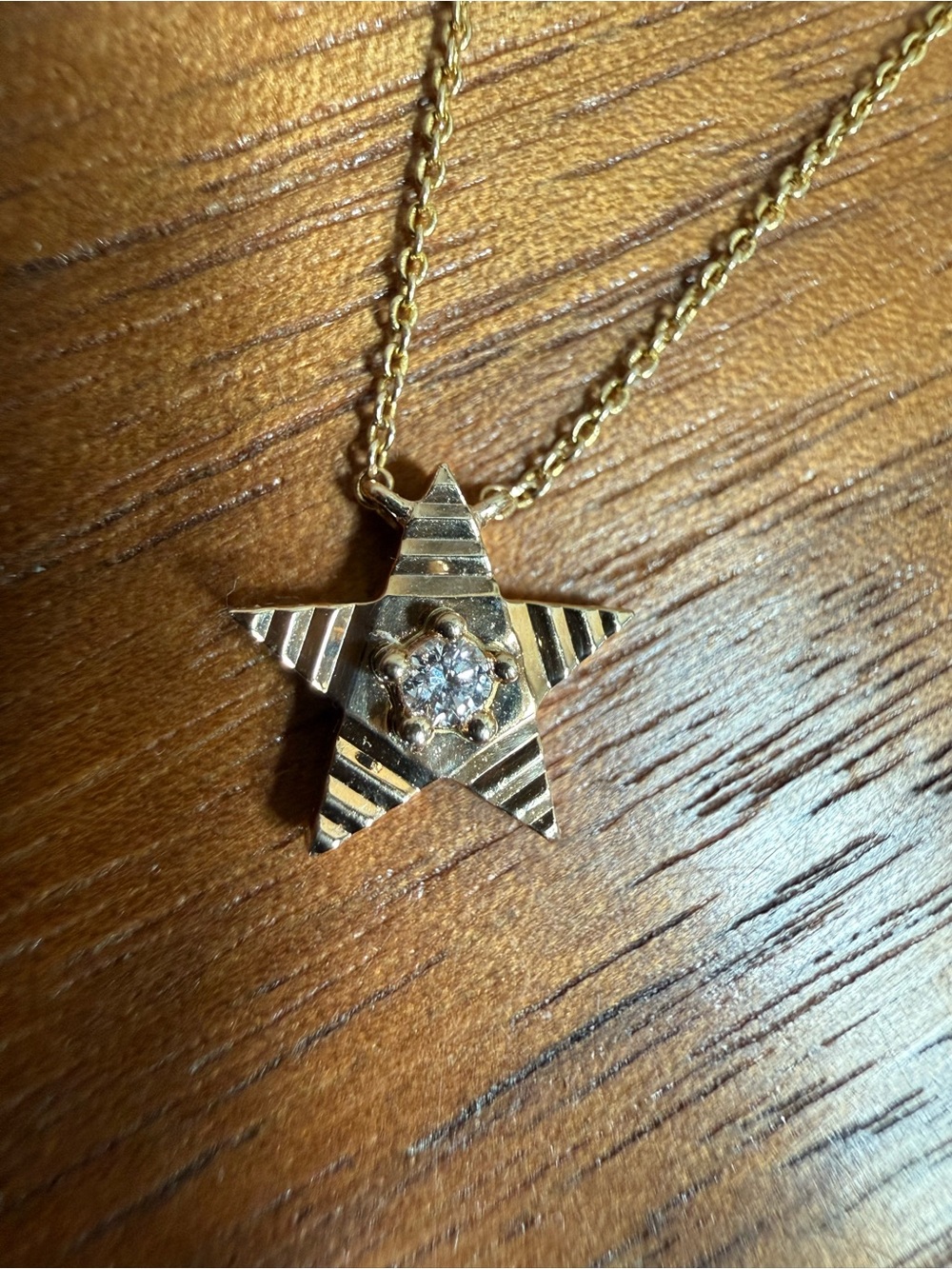 Dana Rebecca Designs Gold Fluted Star Necklace with Diamond